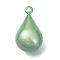 Brass Bell Pendants, Suikin Bell, Teardrop Charms, Lime Green, 30.5x17~17.5mm, Hole: 2.8mm