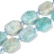 Natural Amazonite Beads Strands, Faceted, Rectangle, with Seed Beads, 21~22x15~17x7~8mm, Hole: 1mm, about 16~20pcs/strand, 15.35~15.75''(39~40cm)