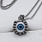 Alloy Evil Eye Pendant Necklaces for Men, Blue