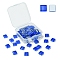 60Pcs Transparent Glass Cabochons, Square, Blue, 9.8x9.8x4mm