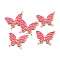 Brass Micro Pave Clear Cubic Zirconia Pendants, with Enamel and Jump Rings, Butterfly, Real 18K Gold Plated, Cerise, 38.5x35x2mm, Hole: 3mm