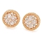 Rack Plating Flower Brass Clear Cubic Zirconia Stud Earrings, Long-Lasting Plated, Champagne Gold, 12.5mm
