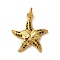 Brass Micro Pave Cubic Zirconia Pendants, with Jump Ring, Starfish, Green, Golden, 19.5x17.5x3.5mm, Hole: 3mm