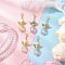 Tulip Angel Glass Beaded & Acrylic Pendants Decorations, with Alloy Lobster Claw Clasps, Antique Golden & Golden, 51mm