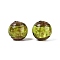 Handmade Gold Sand Lampwork Beads, Round, Green Yellow, 12mm, Hole: 1.4mm