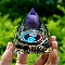 Orgonite Pyramid Resin Energy Generators, Gemstone Chips Inside for Home Office Desk Decoration, Dark Blue, 50mm