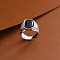 Alloy Rhinestone Finger Rings for Men, Square, Platinum, Jet, US Size 9(18.9mm)