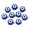 Handmade Polymer Clay Beads, Flower with Evil Eye, Dark Blue, 9x9x4.5mm, Hole: 1.8mm