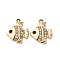 Alloy Rhinestone Pendants, Fish, Golden, 19.5x16.5x3mm, Hole: 1.8mm