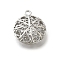 Brass Pendants, Hollow, Flat Round, Platinum, 23.5x20x10mm, Hole: 2mm