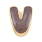 Brass Enamel Beads, Cadmium Free & Lead Free, Rack Plating, Long-Lasting Plated, Real 18K Gold Plated, Letter V, 14x11x6mm, Hole: 3x11mm