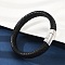 Braided Microfiber Leather Cord Bracelets for Wome Men, Rectangle 304 Stainless Steel Magnetic Clasps, Black, 8-1/2x1/2 inch(21.5x1.2~1.4cm)