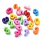 Opaque Acrylic European Beads, Number 0~9, Large Hole Bead, Mixed Color, 21~21.5x11.5~15x11.5~12mm, Hole: 5.8~6mm