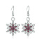 Snowflake Alloy Dangle Earrings, with Rhinestone, Platinum, 40x16.2mm
