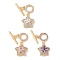 Golden Brass Micro Pave Clear Cubic Zirconia Toggle Clasps, with Glass, Star, Mixed Color, 25mm, Bar: 15x3mm, Hole: 1.2mm, Ring: 10.5x10x2mm, Hole: 1.2mm