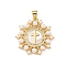 Brass Micro Pave Cubic Zirconia Pendants, Cross, with Natural Shell & ABS Imitation Pearl, Rack Plating, Long-Lasting Plated, Lead Free & Cadmium Free, Real 18K Gold Plated, 24x23.5x3.5mm, Hole: 4x3.5mm