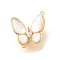 Brass Pave Clear Cubic Zirconia Fold Over Clasps, Cadmium Free & Nickel Free & Lead Free, with Shell, Butterfly, Real 18K Gold Plated, 22.3x24x11.5mm, Hole: 1.4mm