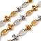 304 Stainless Steel Two Tone Oval with knot Link Chains, Ion Plating(IP), Unwelded, with Spool, Golden & Stainless Steel Color, Link: 11x6x1.4mm and 6.8x0.5mm and 7x5x2mm, about 16.40 Feet(5m)/Roll