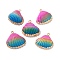 Sea Shell Pendants, Shell Shape Charms, with Brass Covered Edge, Spray Painted, Mixed Color, 23~26x24~29x8~11mm, Hole: 1.6~1.8mm