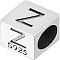 Sterling Silver Beads, Cube, European Bead, Letter Z, 6x6x6mm, Hole: 4.5mm