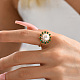 Brass Micro Pave Green Cubic Zirconia Flower Finger Ring KF3453-1-3