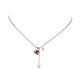 Rosa de esmalte de aleación con collares de lazo de mariposa con 304 cadena de acero inoxidable NJEW-JN04321-4