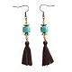 Dyed Synthetic Turquoise Drum Bead Dangle Earrings EJEW-JE02970-M-3
