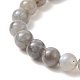 Bracelet extensible en perles rondes en labradorite naturelle BJEW-JB09311-4
