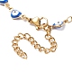 Coeur en émail avec bracelet chaînes à maillons mauvais œil BJEW-P271-07G-04-3
