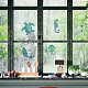 8 個 4 スタイル自己粘着防水 pvc ステッカー  壁用  窓や階段の装飾  ラウンド  ライトシーグリーン  海洋性動物  16x0.03cm  2個/スタイル DIY-WH0311-038-7