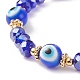 Lampwork Evil Eye & Glass Braided Bead Bracelet BJEW-TA00156-4