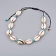 Verstellbare Kaurimuschel und Halsketten aus synthetischen türkisfarbenen Perlen NJEW-JN02300-02-1