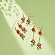 3 paires de breloques en alliage d'émail rouge de style 3 et boucles d'oreilles pendantes en perles de rose EJEW-JE05031-04-2
