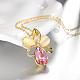Real 18K Gold Plated Graceful Alloy Glass Flower Pendant Necklaces NJEW-BB00863-02-3