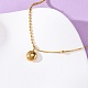 Женские ожерелья из круглой плоской цепочки с подвеской в виде слова «счастливый» из нержавеющей стали 304 NJEW-K255-45G-3