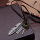 Регулируемые ретро сплав цинка подвеска и кожаный шнур Lariat ожерелья для мужчин NJEW-BB15987-B-8