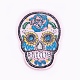 機械刺繍布地アイロンワッペン  マスクと衣装のアクセサリー  アップリケ  砂糖の頭蓋骨  メキシコの死者の祝日  ショッキングピンク  72.2x53x1.9mm DIY-WH0139-A01-2