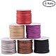 JEWELEADER 6 Rolls 32 Yards Faux Suede Cord 3mm Korean Velvet Flat Leather Lace Beading Thread with Glitter Powder Mixed Color for Jewelry Making Tassel Necklace Earring Braided Bracelet 3x1.4mm LW-PH0002-05-3mm-2