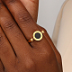 ローマ数字真鍮指輪  フラットラウンドシグネットリング  ゴールドカラー  内径：18mm IJ4807-06-3