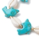 Fußkettchen aus Naturmuschel und synthetischen türkisfarbenen geflochtenen Perlen AJEW-AN00562-01-3