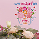 FINGERINSPIRE Happy Mother's Day Stencils 11.8x11.8 inch Mother's Day Drawing Stencil Kettle Bouquet Pattern with Best Mom Ever Decoration Stencils for Painting on Wood DIY-WH0172-421-6