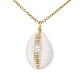 Natural Shell Pendant Necklace with 304 Stainless Cable Chains NJEW-JN04471-1