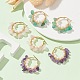 Pendientes de aro con perlas y chips de piedras preciosas naturales mezcladas EJEW-JE05290-4