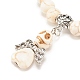 Bracelet extensible en perles synthétiques turquoise (teint) avec breloque tête de mort BJEW-JB08286-01-4