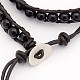 Two Loops Natural Gemstone Beaded Leather Cord Wrap Bracelets BJEW-O067-06A-3