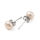 Orecchini a bottone con perle rotonde di perle naturali EJEW-E298-01B-02P-2