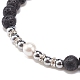 Natural Lava Rock & & Shell Pearl & Synthetic Hematite Braided Bead Bracelet BJEW-JB08467-4