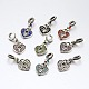 Heart Lock Antique Silver Alloy Rhinestone European Dangle Charms CPDL-M014-10-1