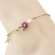 Fußkettchen aus Edelstahl 304 mit natürlicher Rubinperle und Blumenmuster für Damen&nbsp;AJEW-AN00854-2
