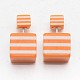 Chic Girl's Striped Resin Double Sided Cube Ear Studs EJEW-X0005-2